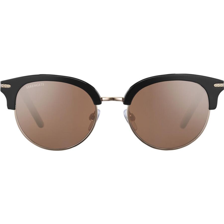 LELA, Shiny Black Acetate with Shiny Gold Metal-Mineral Polarized Drivers Gold Cat 3 to 3, hi-res